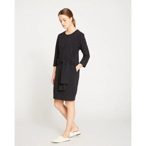 Universal Standard Dresses & Skirts - Universal Standard Classic Light Terry Tie Sweatshirt Dress Black M Stretch